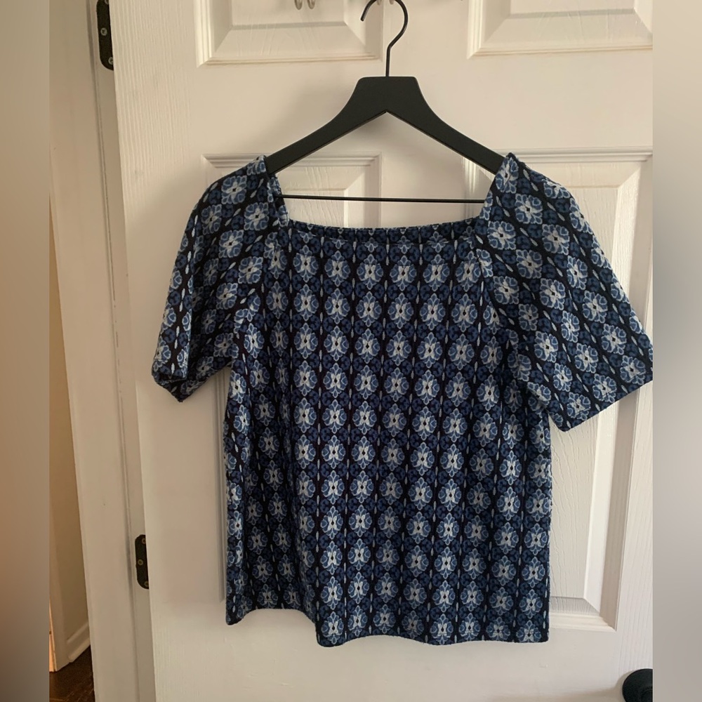 LOFT Navy and Light Blue Blouse